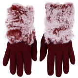 Elegantní dámské dotykové zimní rukavice s kožešinou - vínové - vel. UNI