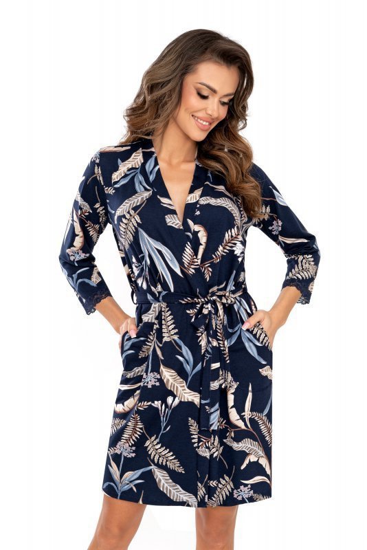 Dámský krátký župan s 3/4 rukávy Donna Helen DON0344 - tmavě modrý - vel. XXL