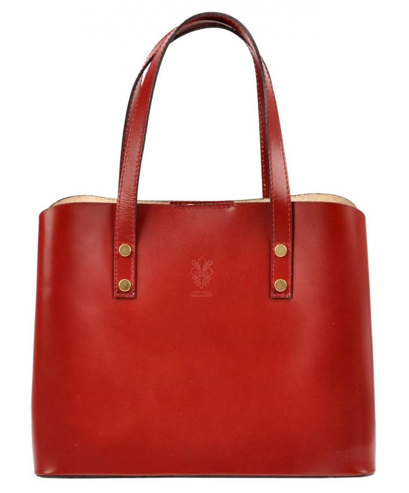 Dámská kožená kabelka do ruky i na rameno ITALY AA0320 - červená