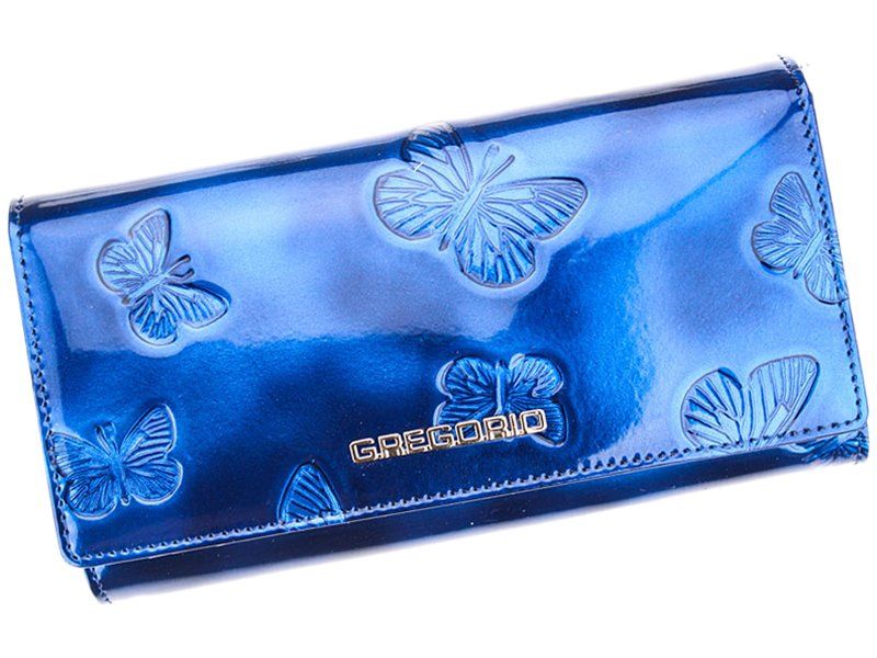 Dámská kožená peněženka s motýly CJJ0236 - modrá