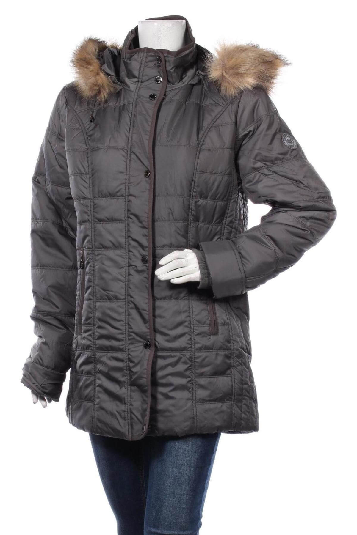 Dámská zimní bunda s odepínací kapucí - šedá - vel. 42