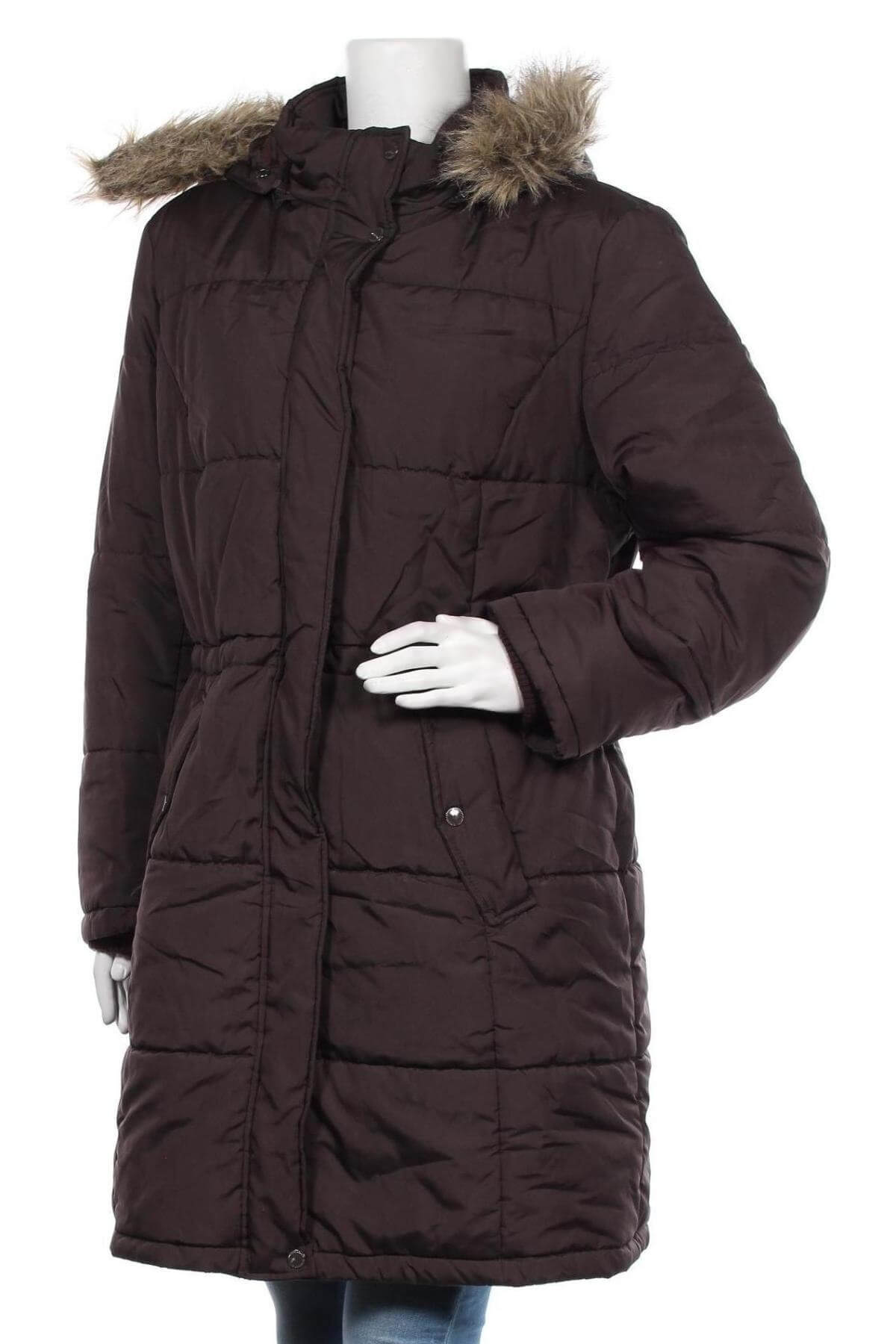 Dámská zimní bunda s kapucí - tmavě hnědá - vel. 40