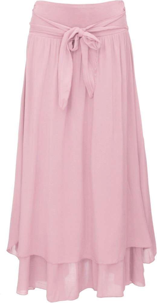 Dámská letní jednobarevná dlouhá sukně SU65394 - světle růžová - vel. UNI