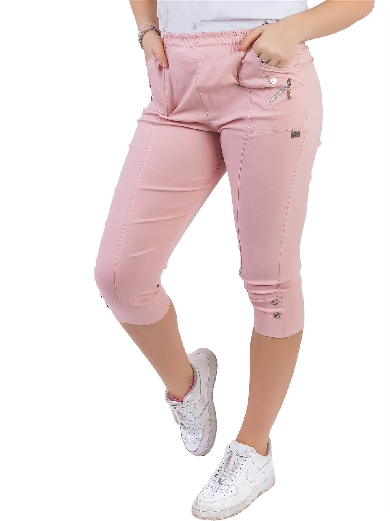 Dámské capri kalhoty bavlněné - světle růžové - vel. 40