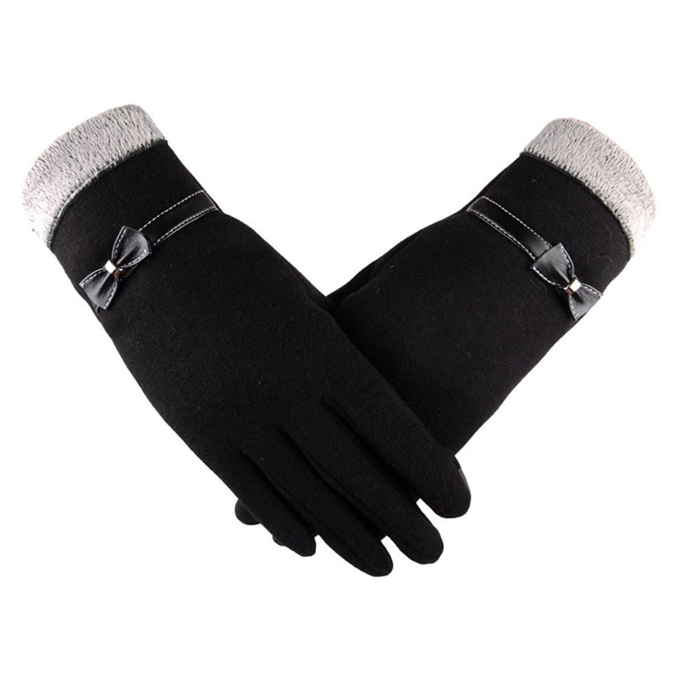 Elegantní dámské dotykové zimní rukavice s kožešinou RU0046 - černé - vel. UNI