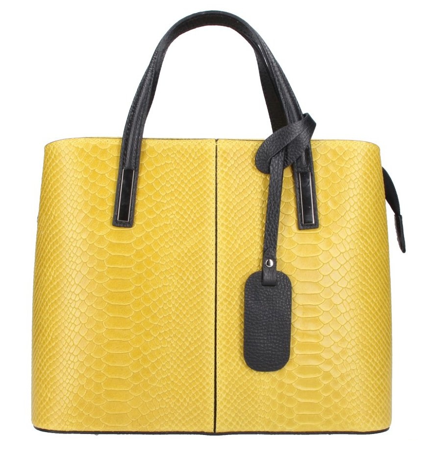 Dámská kožená kabelka v kroko designu ITALY AD1211 - žlutá