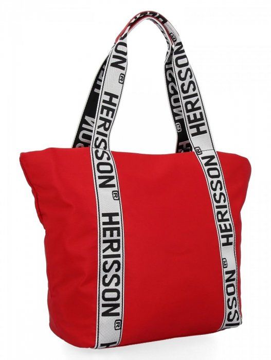 Velká dámská nylonová shopper kabelka přes rameno HE2125 - červená