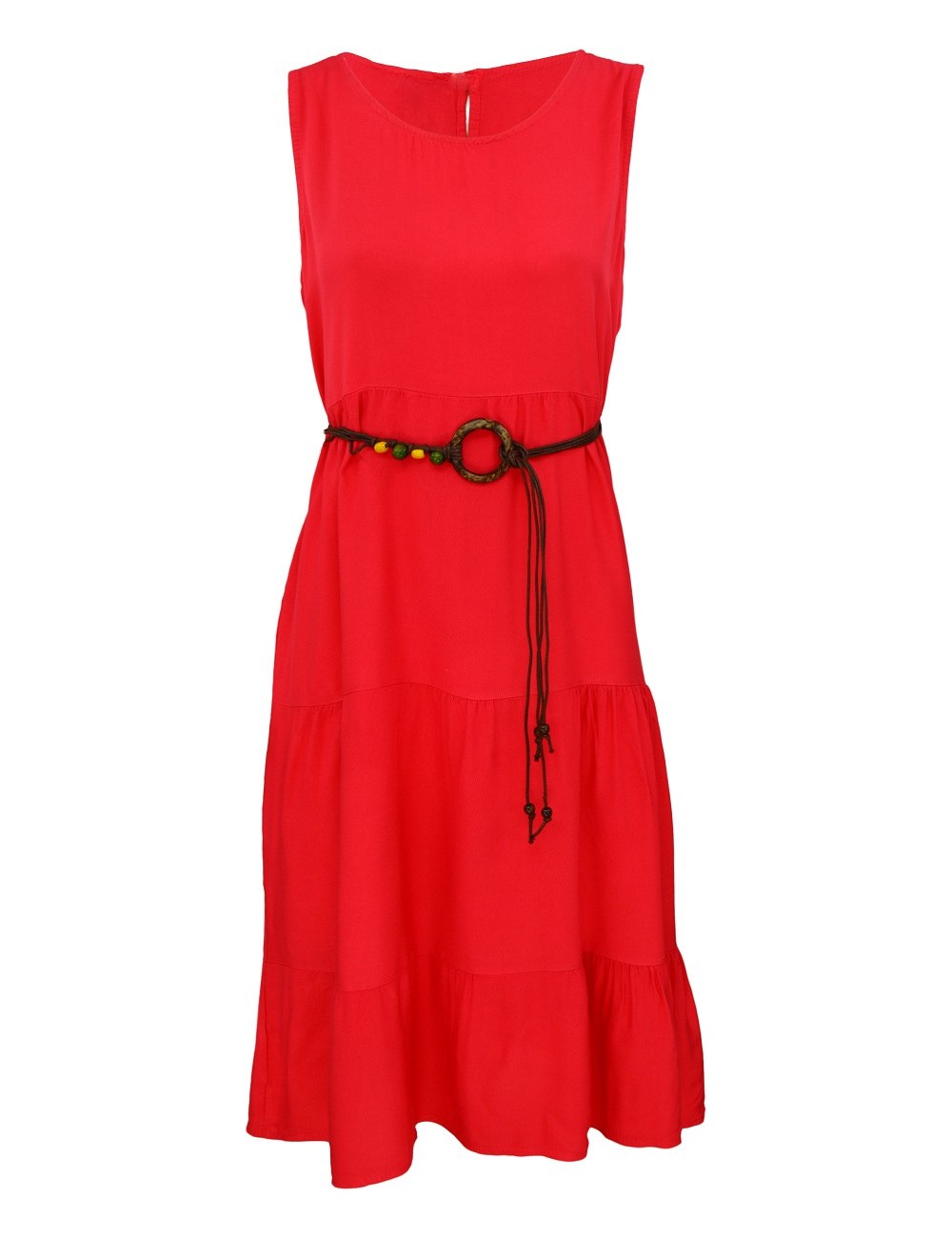 Dámské jednobarevné letní šaty - červené - vel. UNI