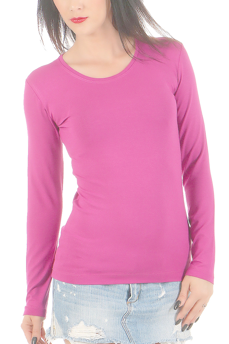 Dámské triko s dlouhým rukávem - růžové - vel. XL/XXL