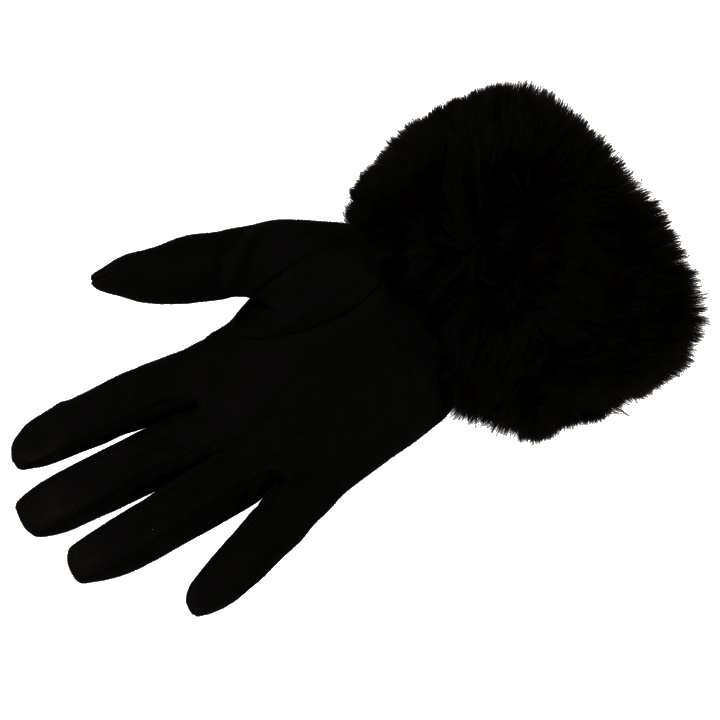 Elegantní dámské zimní rukavice s kožešinou - černé - vel. UNI