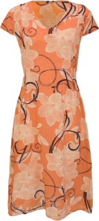 Dámské letní bavlněné šaty s falešnými kapsami - oranžové - vel. UNI