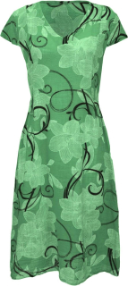 Dámské letní bavlněné šaty s falešnými kapsami - zelené - vel. UNI