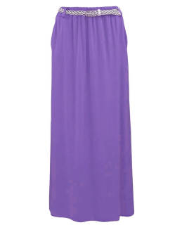Letní jednobarevná dlouhá sukně s páskem SU4679 - fialová - vel. UNI