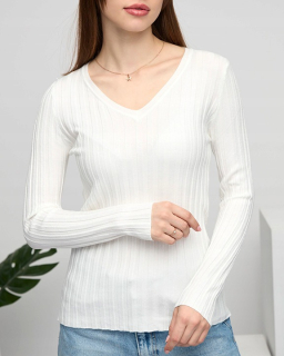 Dámský svetr / svetřík s řádkovým vzorem - bílá - vel. UNI