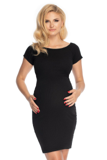 Těhotenské šaty s lodičkovým výstřihem TS147511 - černé