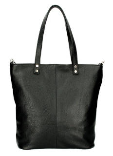 Kožená velká dámská shopper kabelka ITALY přes rameno PH1730 - černá