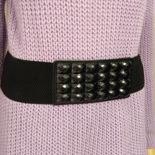 Dámský elastický pásek / opasek na gumu - černý