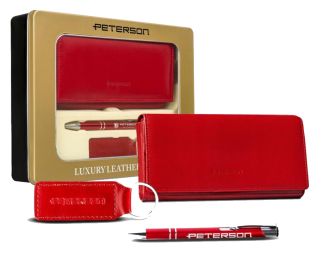 Dámská kožená peněženka v dárkovém balení Peterson PETE1990 - červená