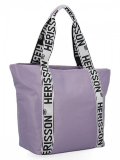 Velká dámská nylonová shopper kabelka přes rameno HE2125 - světle fialová