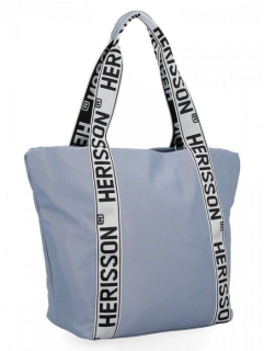 Velká dámská nylonová shopper kabelka přes rameno HE2125 - světle modrá