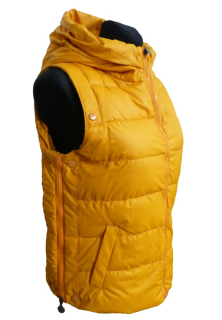 Dámská vesta s pletenými zády - barva hořčicová - vel. L/XL (40)