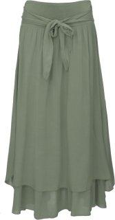 Dámská letní jednobarevná dlouhá sukně SU65394 - zelená khaki - vel. UNI