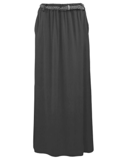Letní jednobarevná dlouhá sukně s páskem SU4679 - černá - vel. UNI