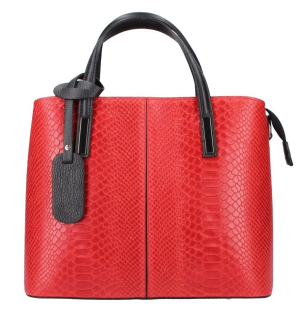 Dámská kožená kabelka v kroko designu ITALY AD1211 - červená