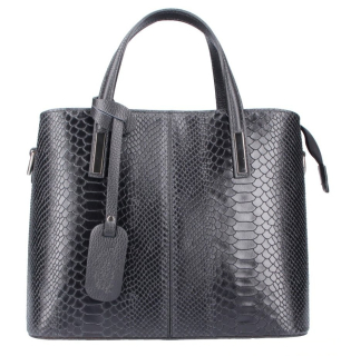 Dámská kožená kabelka v kroko designu ITALY AD1211 - černá