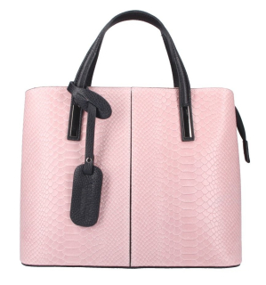 Dámská kožená kabelka v kroko designu ITALY AD1211 - světle růžová