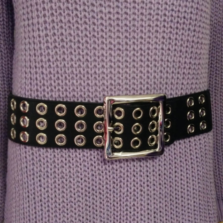 Dámský elastický pásek / opasek na gumu s velkou sponou - černý