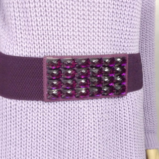 Dámský elastický pásek / opasek na gumu - tmavě fialový