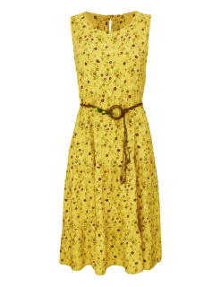 Dámské letní šaty s drobnými květy - žluté - vel. UNI
